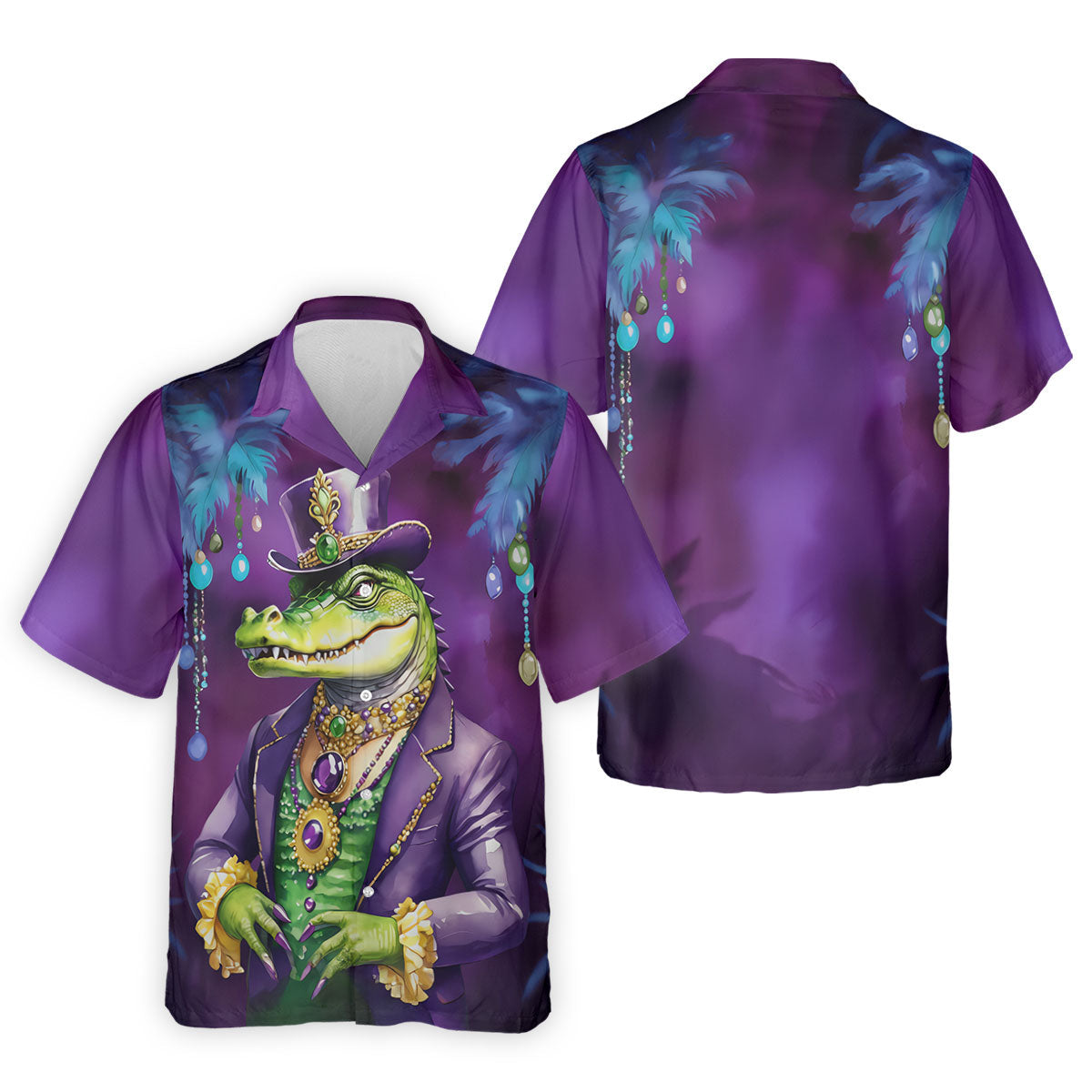 Mardi Gras Alligator Purple Golf Shirt, Men's Funny Golf Shirts, Polo ShirtFor Men, Golf Shirts For Men