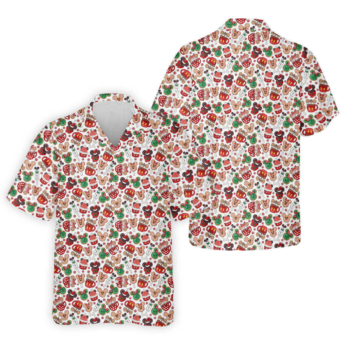 Cute Christmas Dessert Pattern Golf Tops For Men, Cartoon Character Polo Shirtor Men, Christmas Golf Shirt