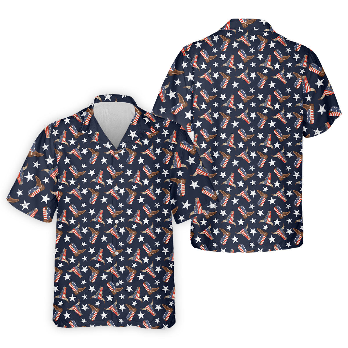 Patriotic Cowboy Boots Stars Pattern 4th Of July Golf Shirt, 250th Anniversary Golf Shirts For Men