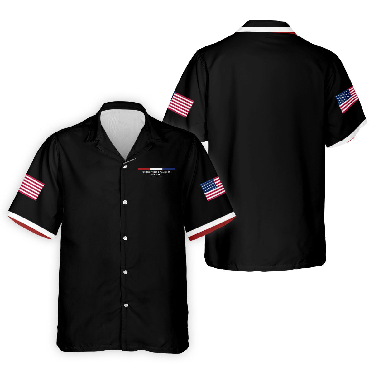 United States Of America 250 Years Black Golf Shirt, Patriotic Golf Shirt, Golf Shirts For Men