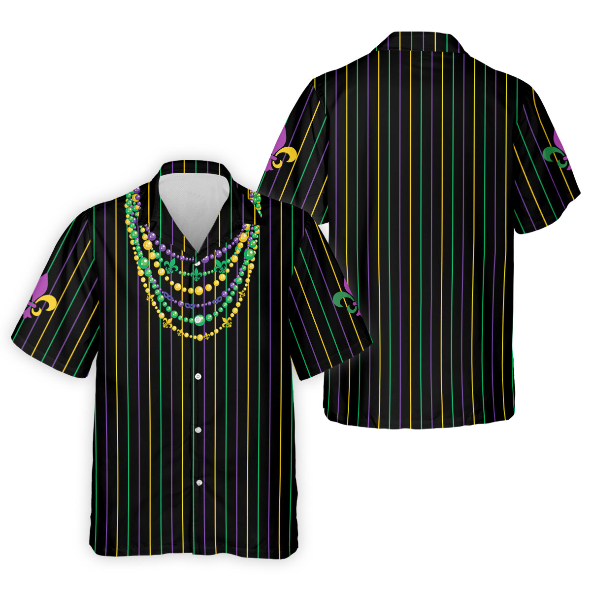 Mardi Gras Beads Necklaces Print Black Golf Shirt, Golf Tops For Men, Polo ShirtFor Men, Golf Shirts For Men