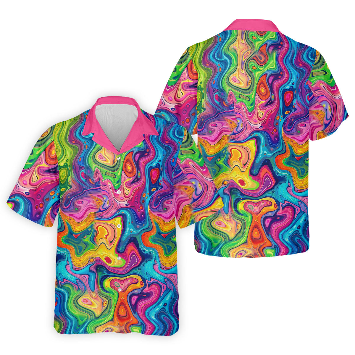 Liquid Marble Colorful Print Golf Tops For Men, Polo Shirt Men, Golf Shirts For Men
