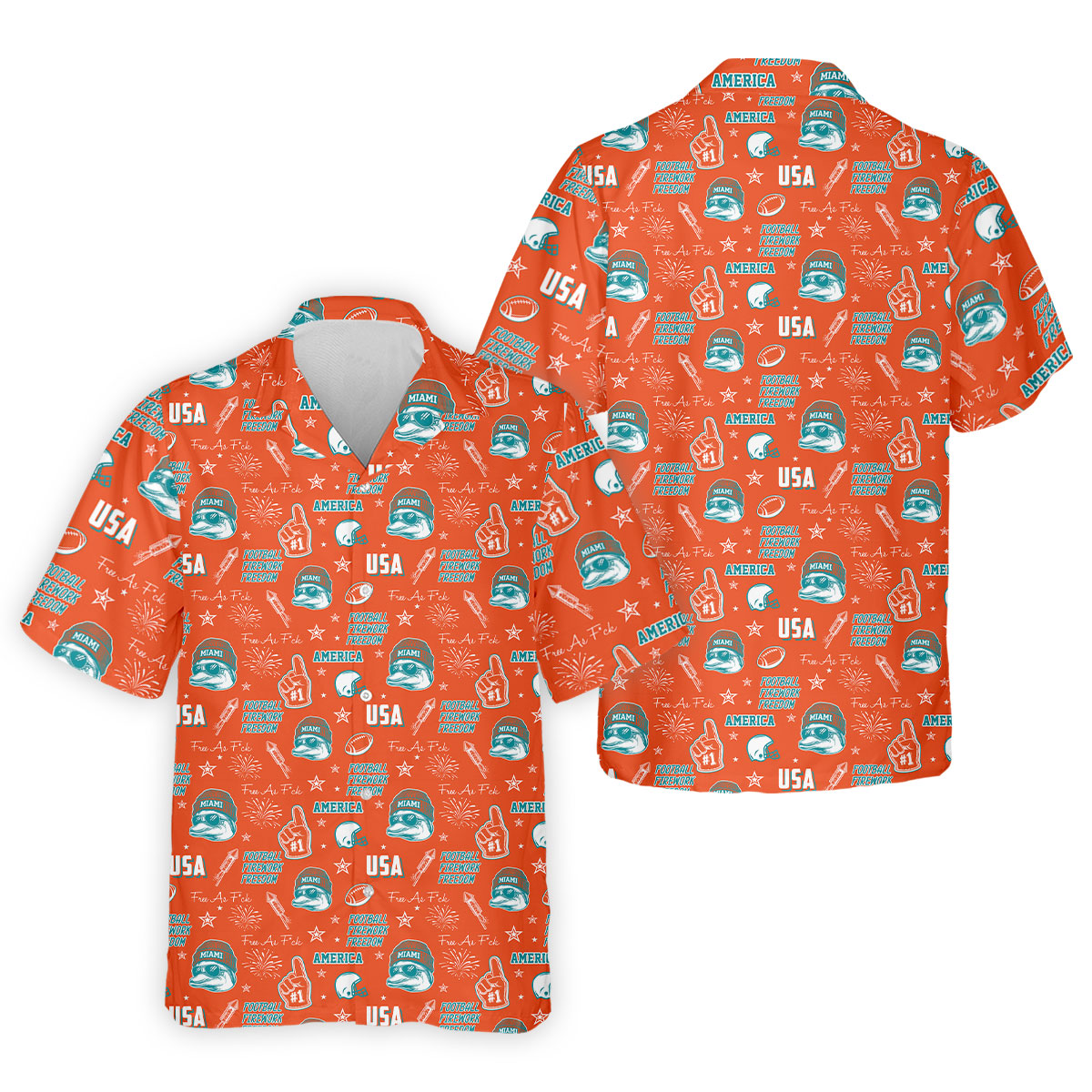 Cool Dolphin Beanie And Glasses Orange And Teal Sport Polo, American Football League Gift Ideas For Football Fans