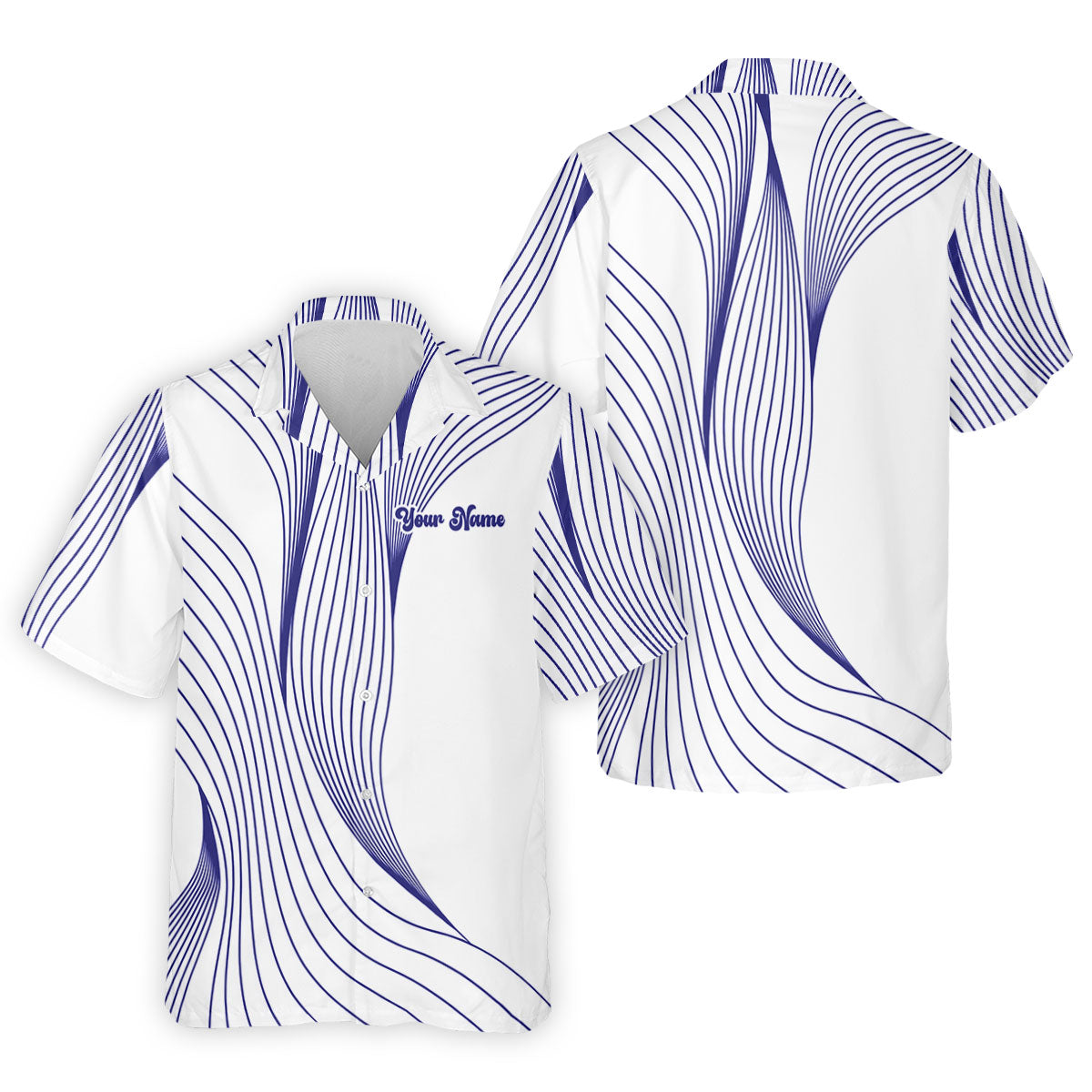 Geometric Line Wavy Line Purple And White Custom Name Golf Shirts For Men, Men's Golf Shirt, Polo ShirtFor Men