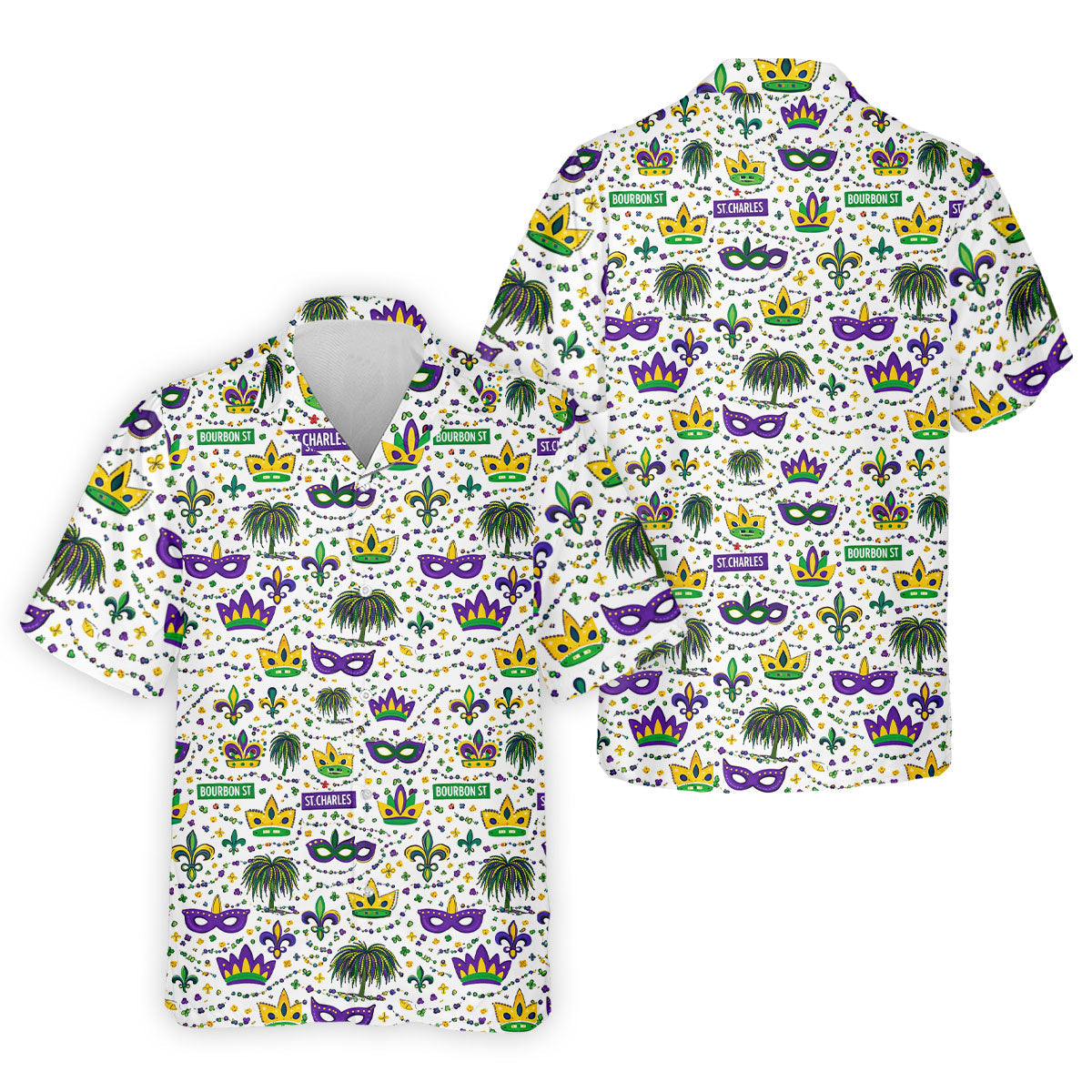 Crown Mask Fleur De Lis Mardi Gras Golf Shirt, Golf Tops For Men, Polo ShirtFor Men, Golf Shirts For Men