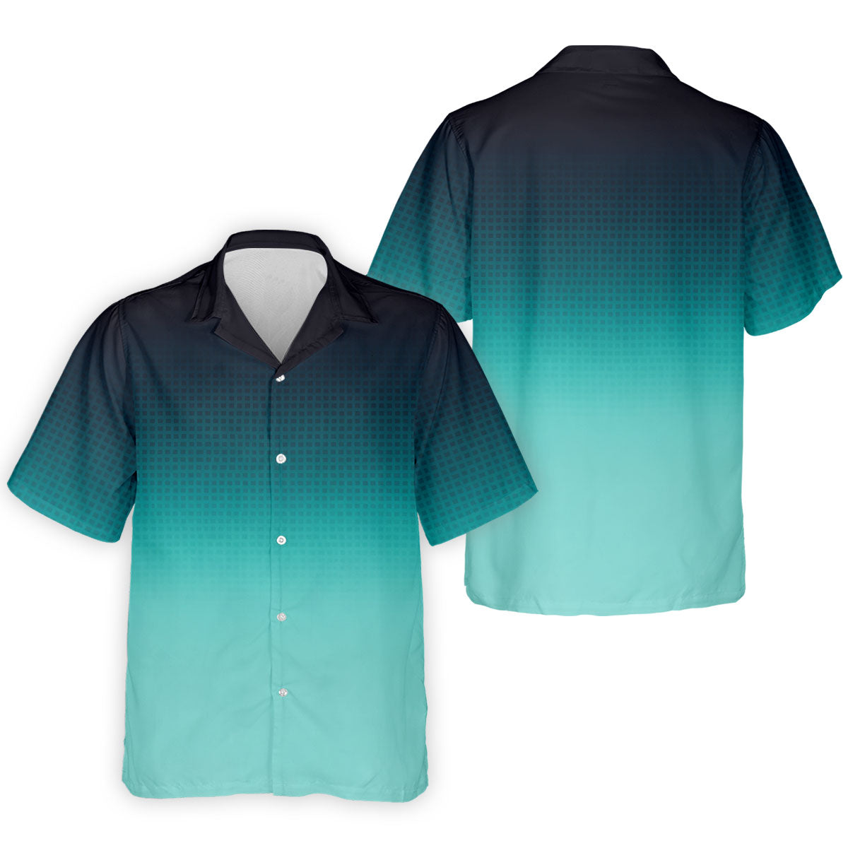 Turquoise Gradient Hawaiian Golf Shirt, Golf Tops For Men, Polo Shirtor Men
