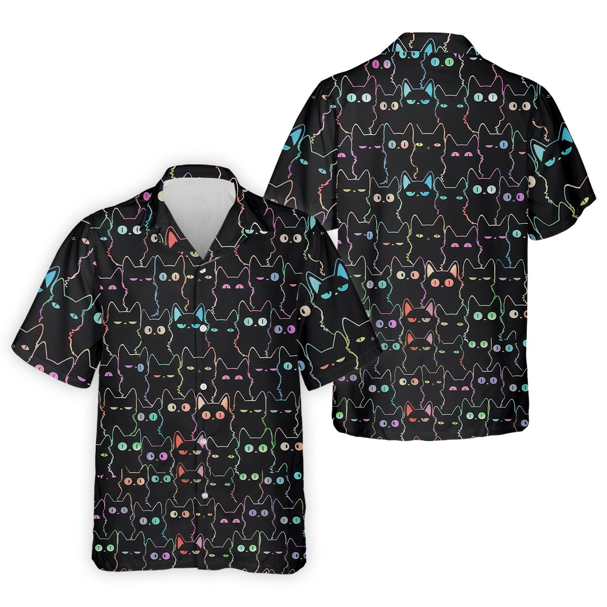 Neon Cat Funny Golf Shirt, Cute Golf Outfit, Polo ShirtFor Men, Golf Shirts For Men, Golf Gift For Men