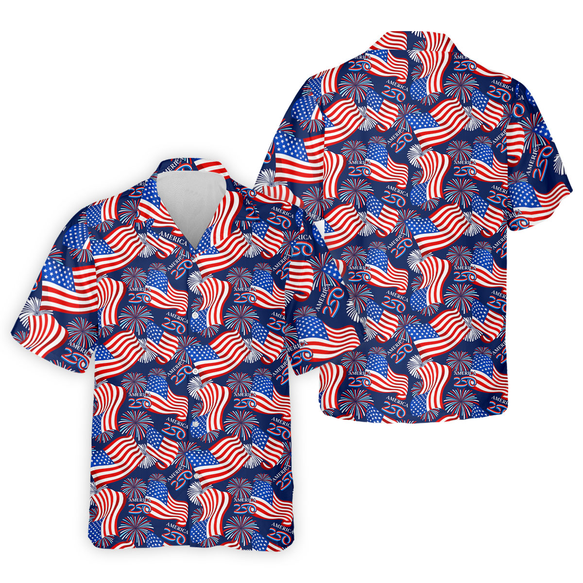 America 250 Anniversary Patriot Flag Navy Golf Shirt, Golf Tops For Men, Golf Shirts For Men