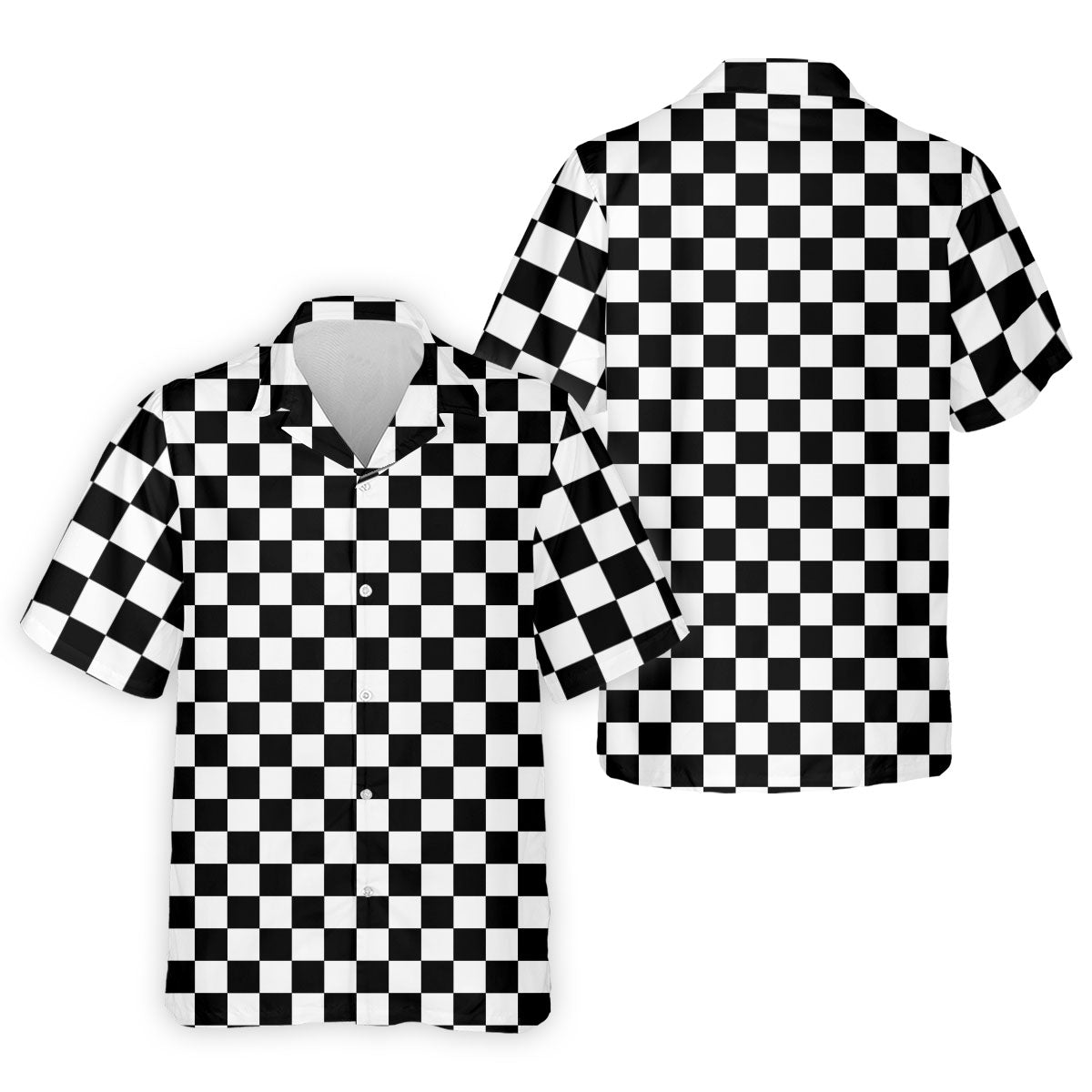 Black White Checkerboard Racing Pattern Golf Shirt, Men's Golf Shirt, Golf Polo Shirts For Men, Printed Golf Shirts