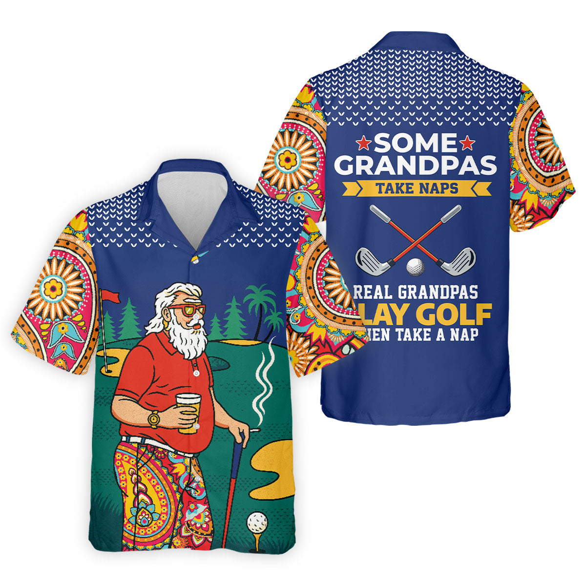 Real Grandpas Play Golf Then Take A Nap Funny Golf Shirt, Golf Shirts For Men, Golf Gift For Dad