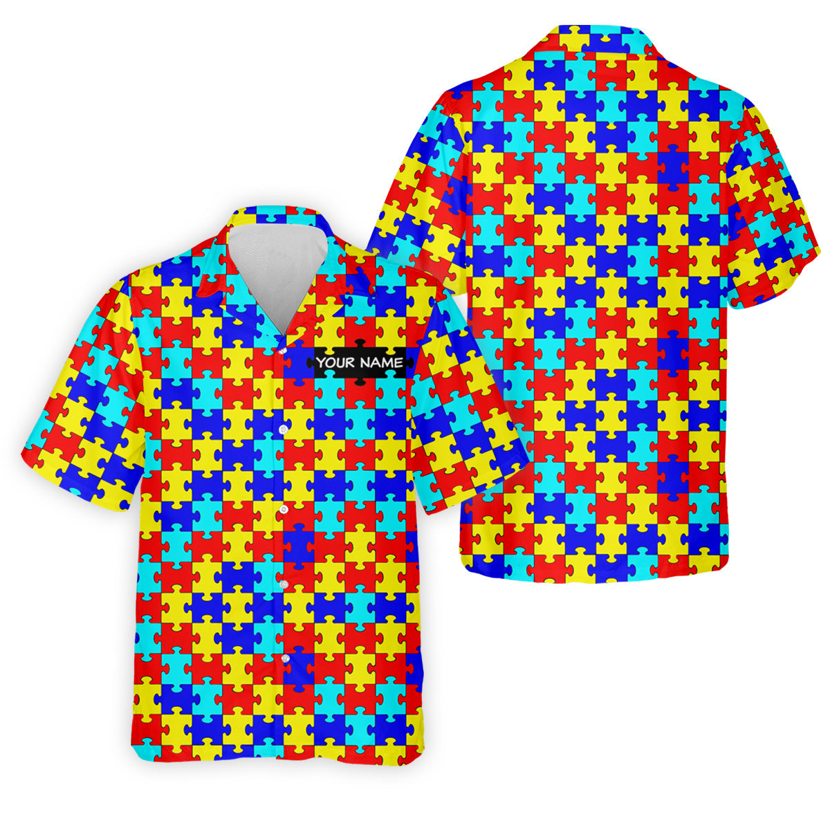 Autism Awareness Colorful Puzzle Pattern Golf Tops For Men, Polo ShirtFor Men, Golf Shirts For Men