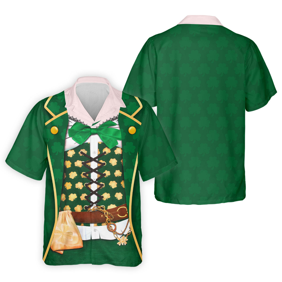 St Patrick's Day Green Leprechaun Costume Print Golf Shirt, Men's Golf Shirt, Golf Gift For Men
