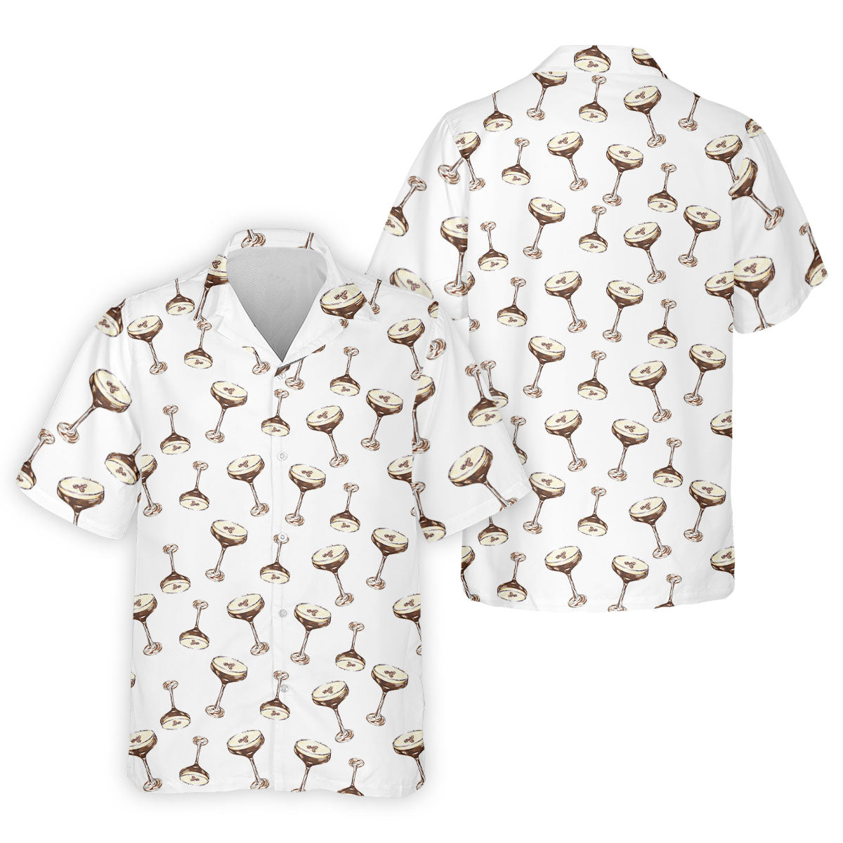 Expresso Martini Doodle Seamless Pattern Hawaiian Golf Shirt, Polo Shirt Men