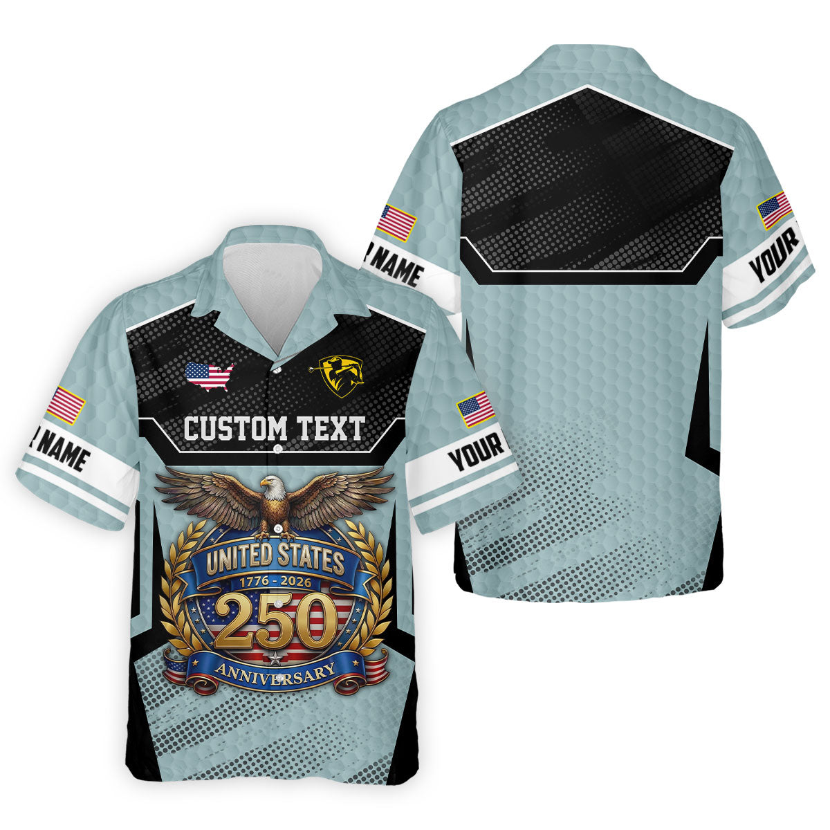 US 250 Anniversary Patriotic 4th Of July Blue Grey Golf Shirt, Polo Shirtor Men, Golf Shirts For Men