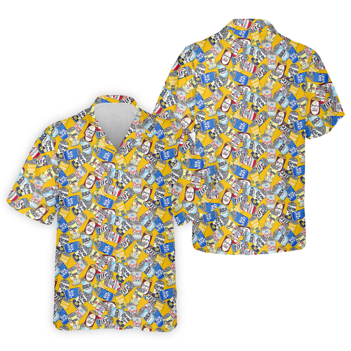 American Beer Cans Yellow Golf Shirt, Golf And Beer Polo ShirtFor Men, Golf Shirts For Men