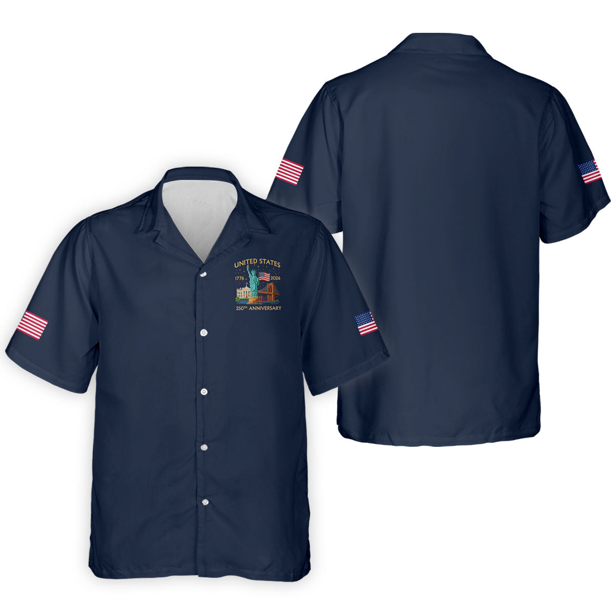 US 250th Anniversary Patriotic Golf Shirt, American Symbols 4th Of July Golf Shirts For Men