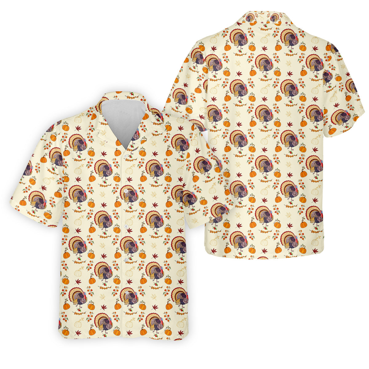Turkey Pumpkin Thanksgiving Holiday Beige Golf Tops For Men, Polo ShirtFor Men, Golf Gift For Men, Golfing Apparel