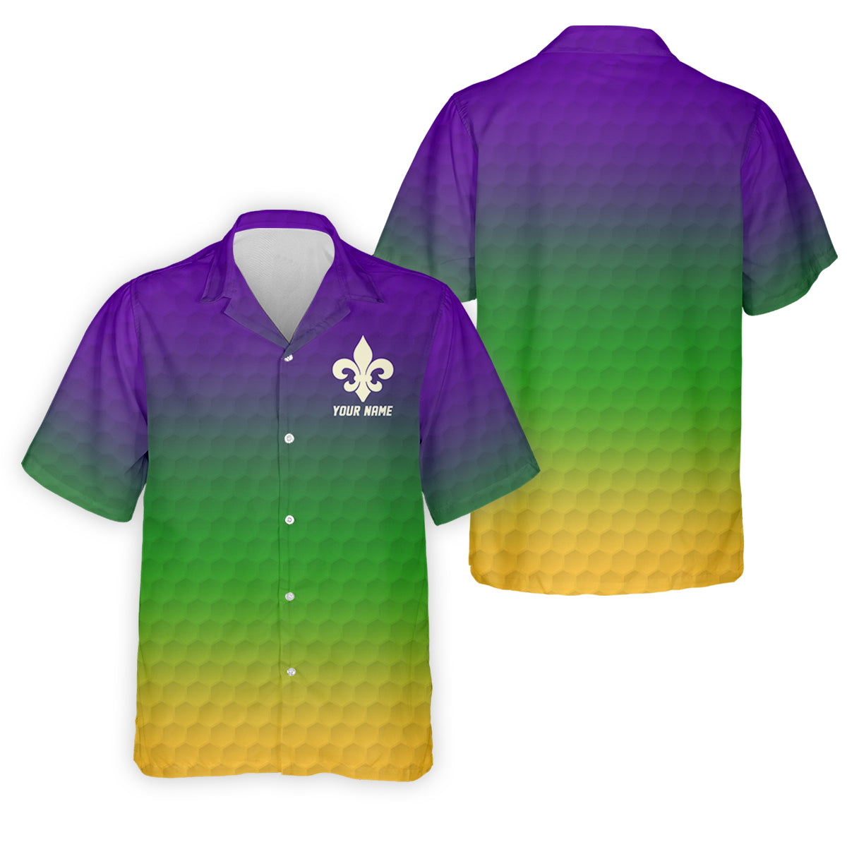 Purple Green Gold Golf Ball Pattern Mardi Gras Golf Shirt, Golf Tops For Men, Polo ShirtFor Men