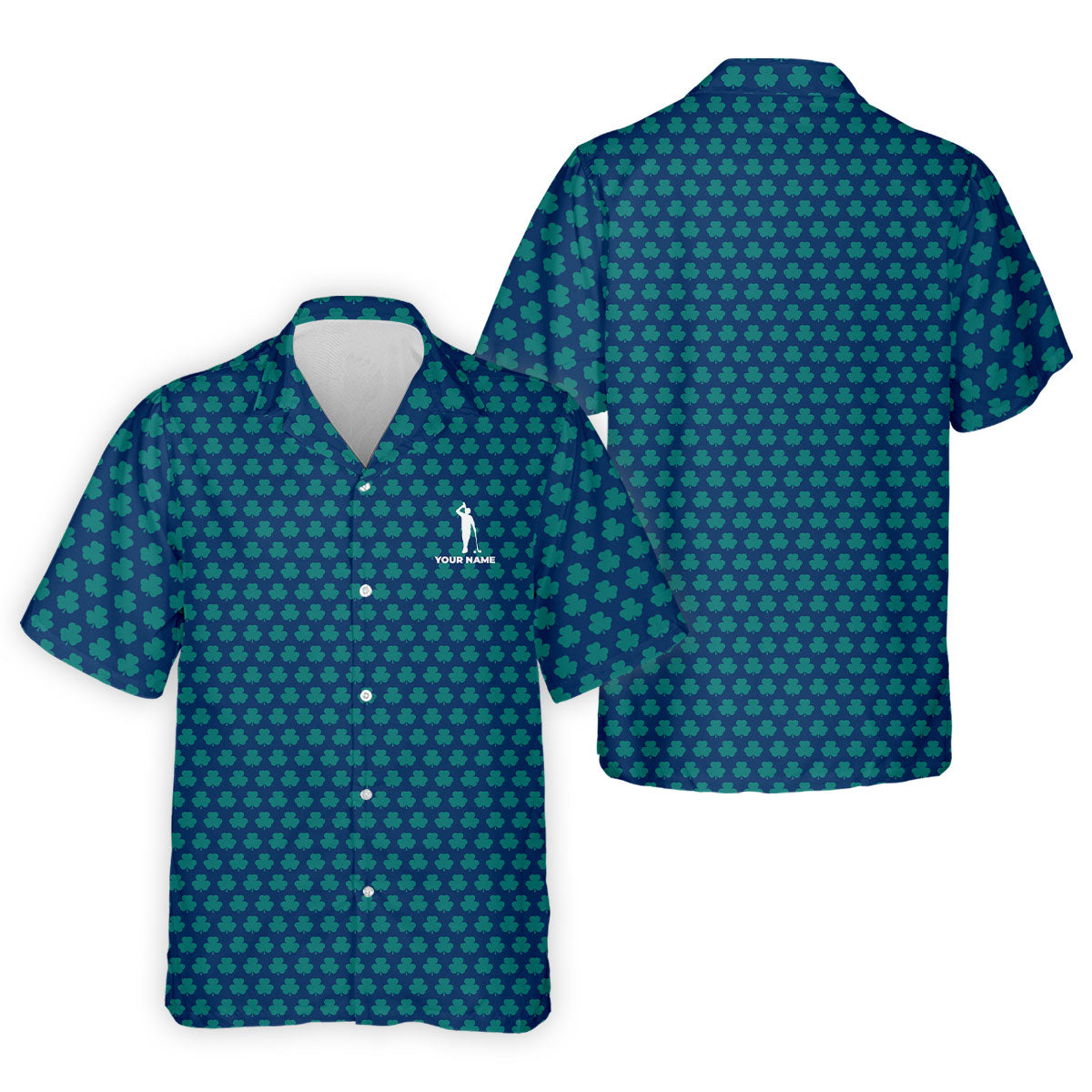 Three Leaf Clover Seamless Pattern St Patrick's Day Golf Shirt, Polo ShirtFor Men, Golf Shirts For Men
