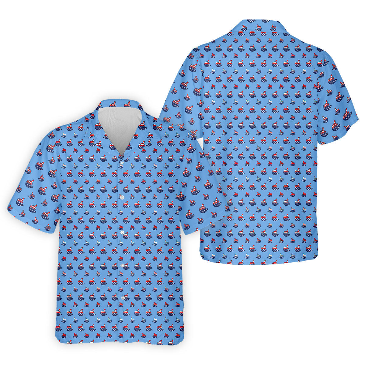 Funny Middle finger US Flag Pattern 250th Anniversary Blue Golf Shirt, 4th Of July Golf Shirts For Men