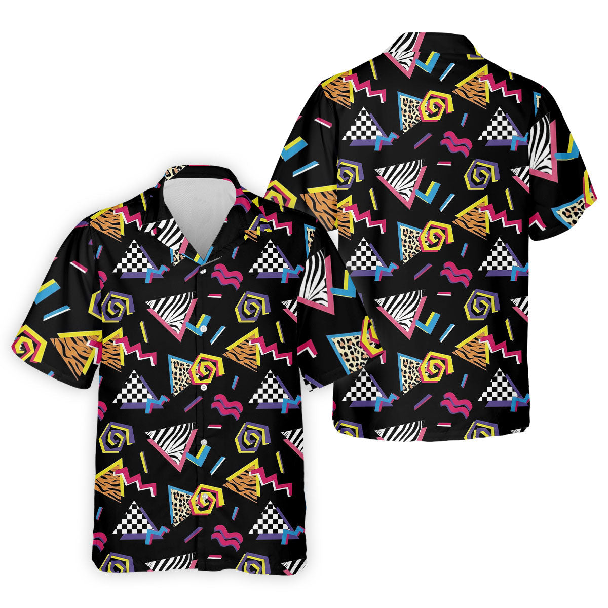 Abstract Geometric Leopard Zebra Animal Stripes 80s 90s Style Golf Tops For Men, Golf Shirts For Men