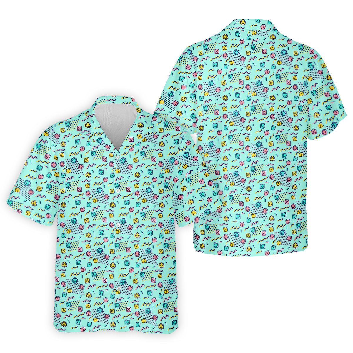 90s Dice Memphis Style Light Mint Green Cute Golf Shirt, Polo ShirtFor Men, Golf Shirts For Men