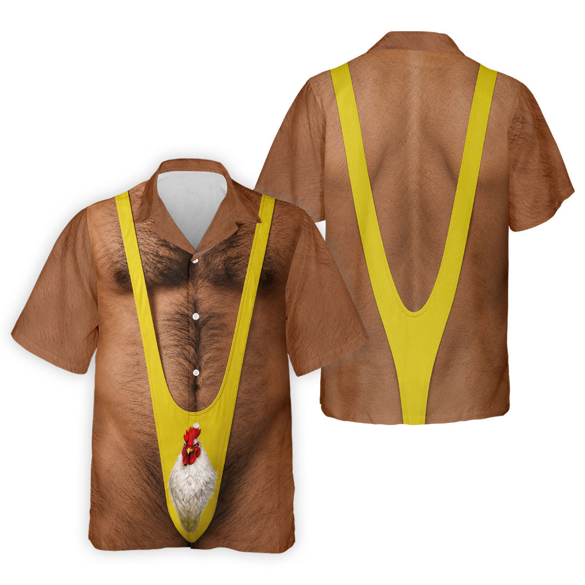 Funny Chicken Yellow Singlet Body Golf Shirt, Mens Golf Polo, Printed Golf Shirts