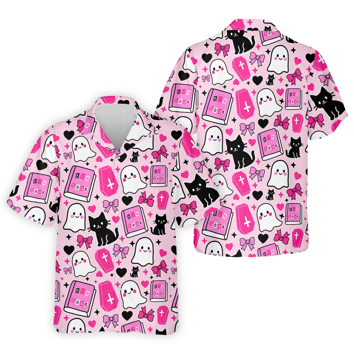 Halloween Boo And Cat Coquette Pink Golf Tops For Men, Fun Golf Shirts For Men, Polo ShirtFor Men