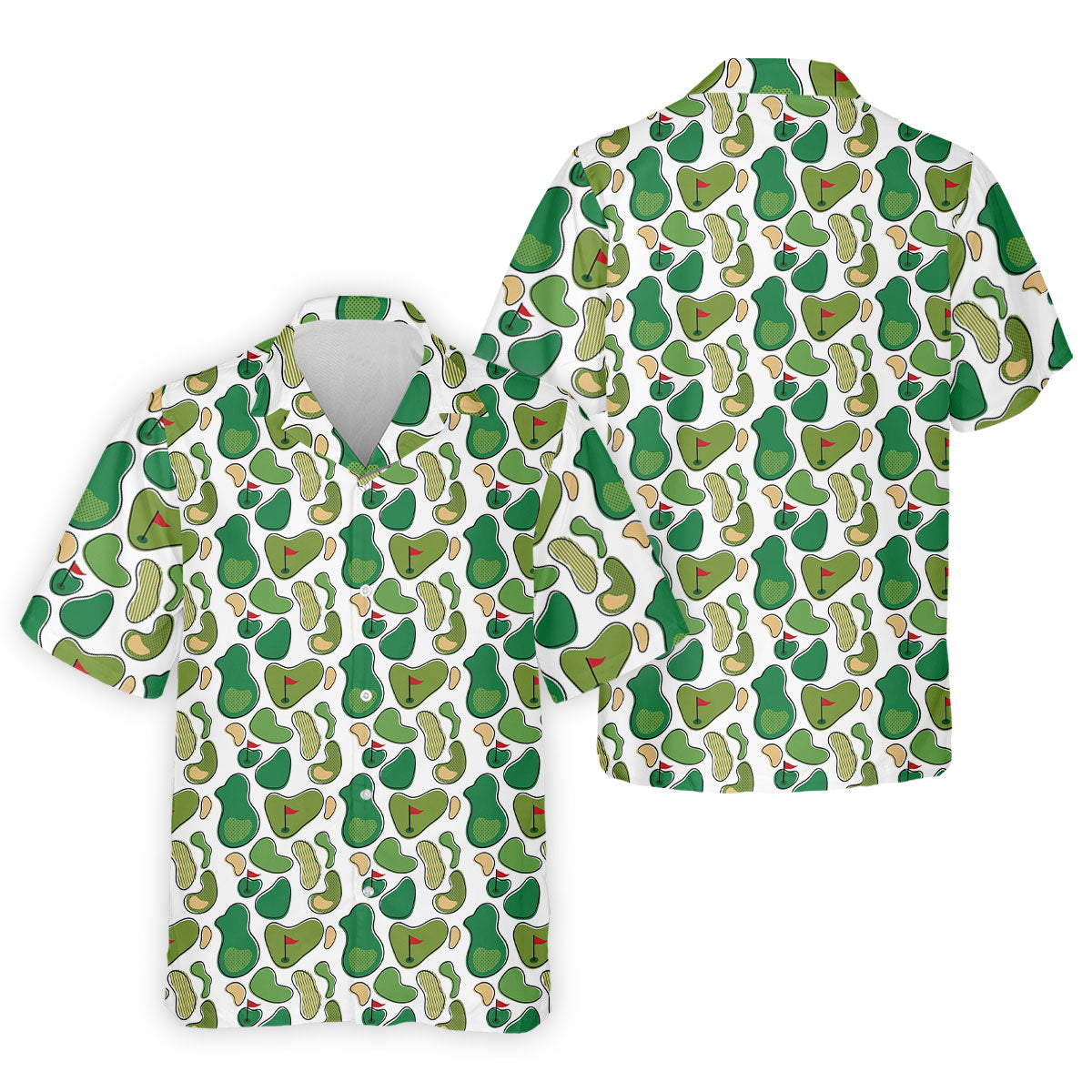 Mini Golf Course Seamless Pattern Men's Golf Polo Shirt Performance Golf Polos, Golf Shirts For Men