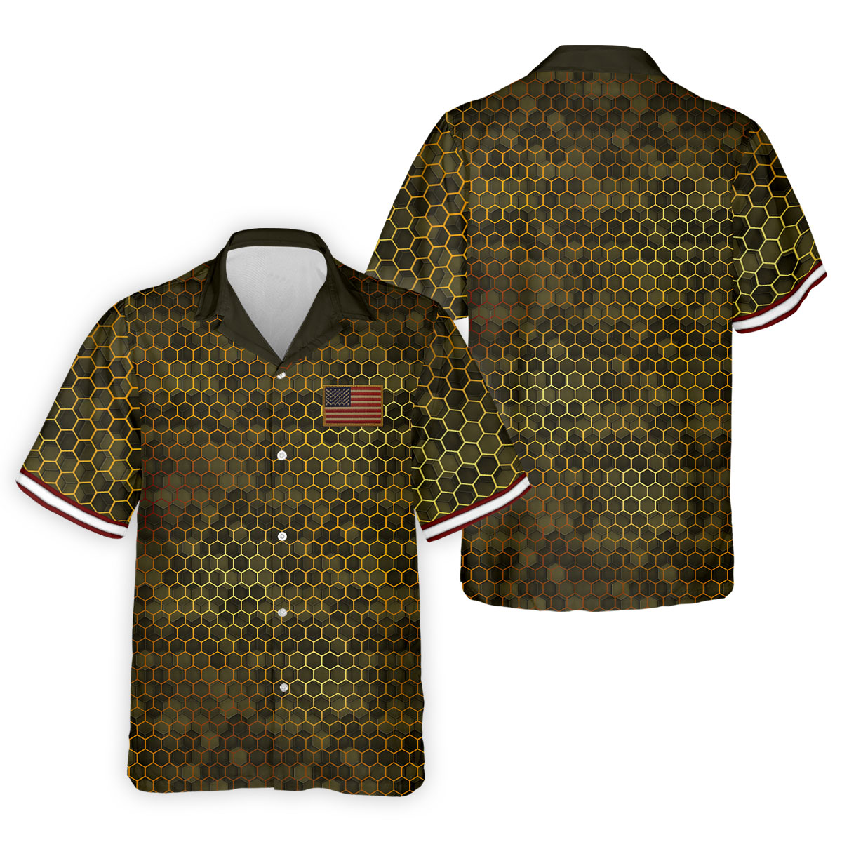 Hexagonal Camo Patriotic 4th Of July Golf Shirt, 250 Years Polo Shirtor Men