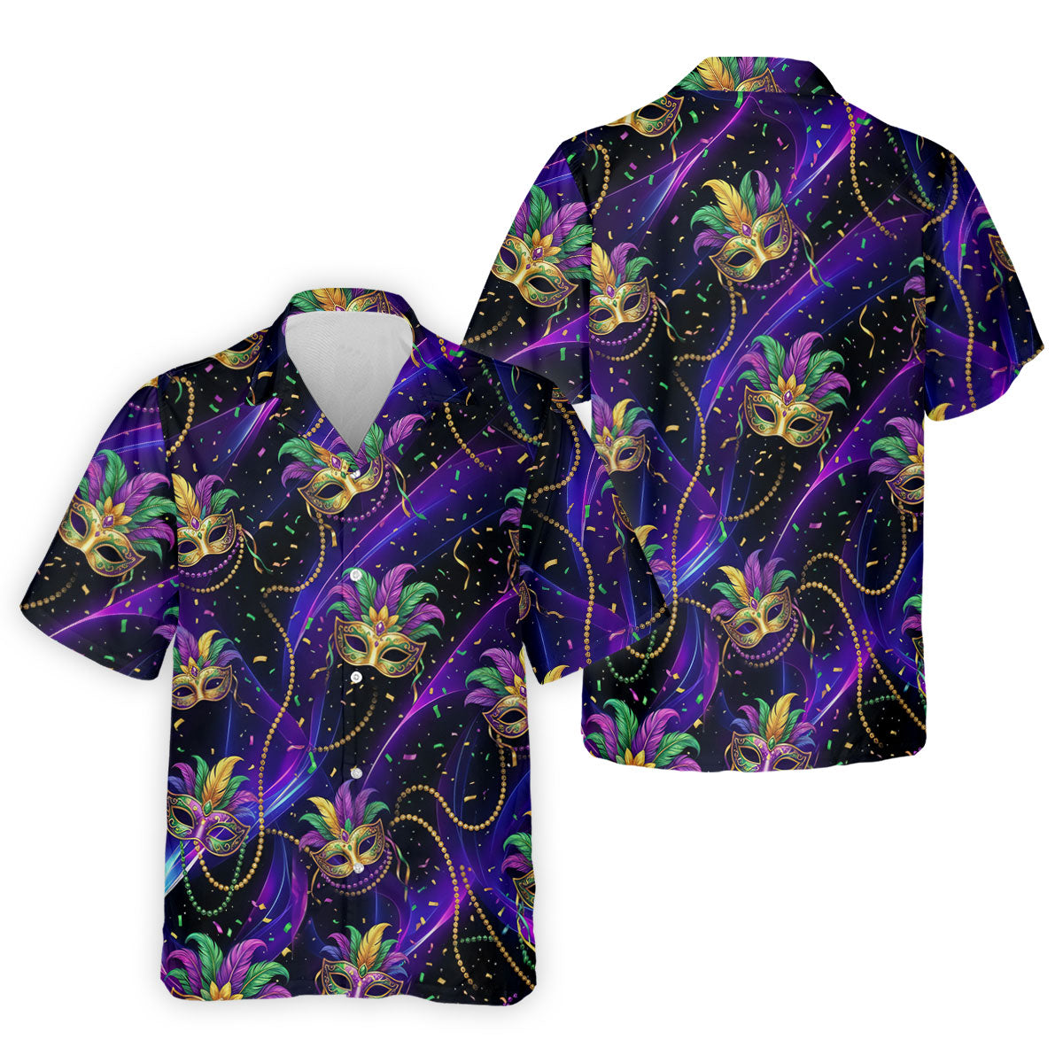 Mardi Gras Carnival Mask Neon Purple Black Golf Shirt, Men's Golf Polo Shirt Golf Shirts For Men