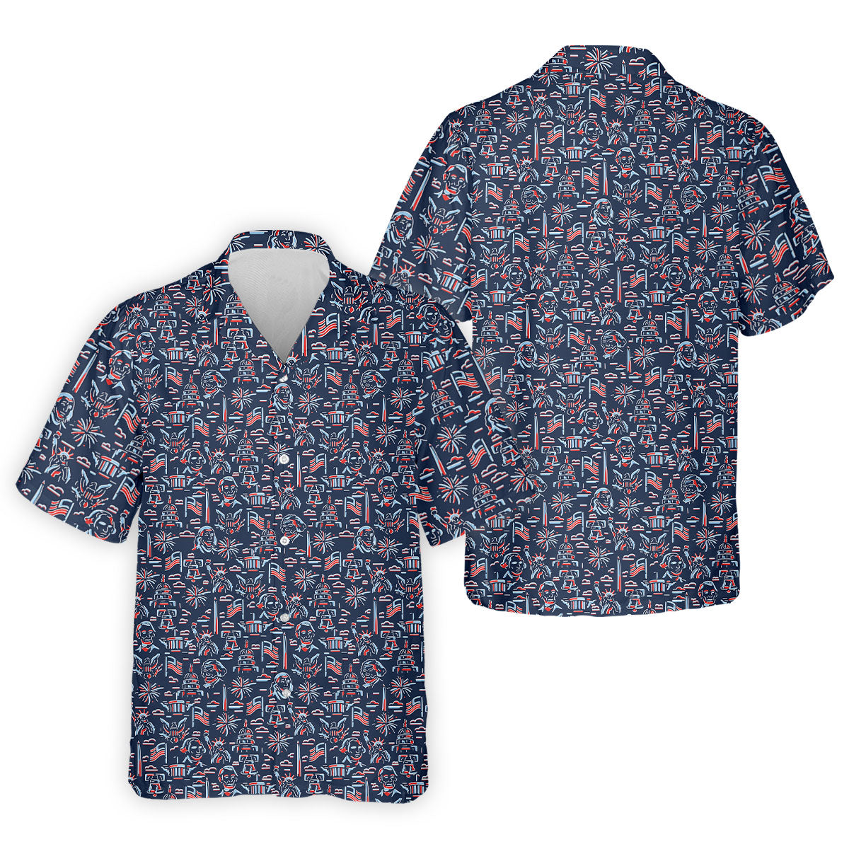 Red White Blue Outlined Patriotic American 250th Anniversary Navy Golf Shirt, 4th Of July Golf Shirts For Men