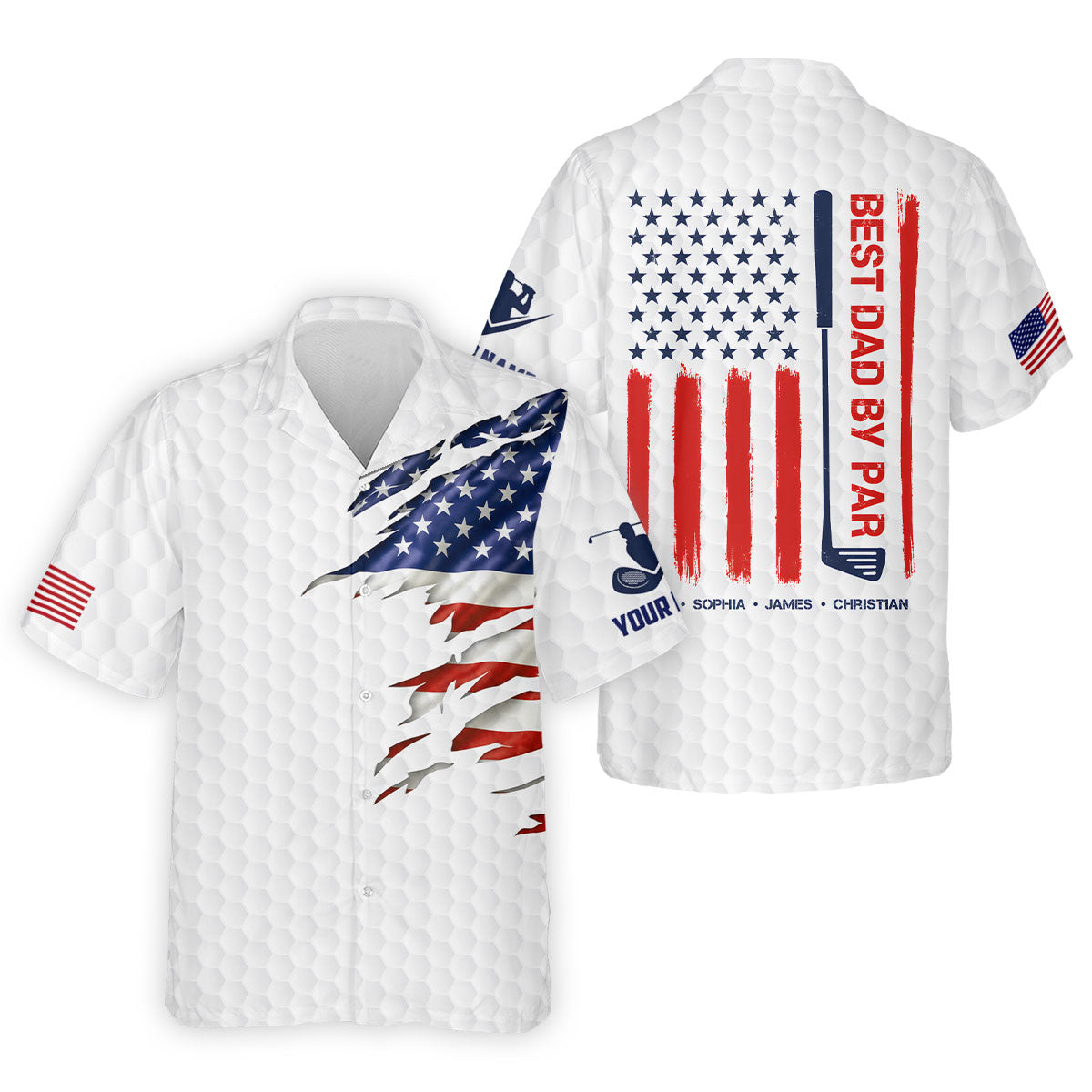 Best Dad By Par Patriotic Golf Shirt, US Flag Golf Shirt For Dad, Golf Tops For Men, Father's Day Golf Gift