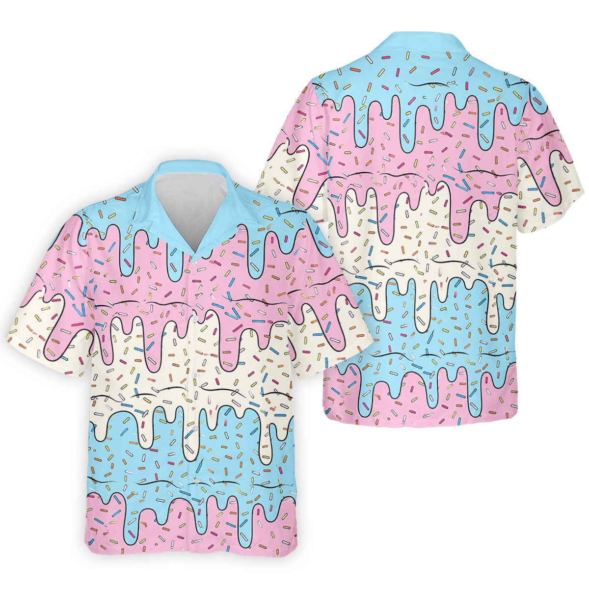 Ice Cream Drip Hawaiian Golf Shirt, Summer Sweets Men's Golf Shirt, Polo Shirts For Men