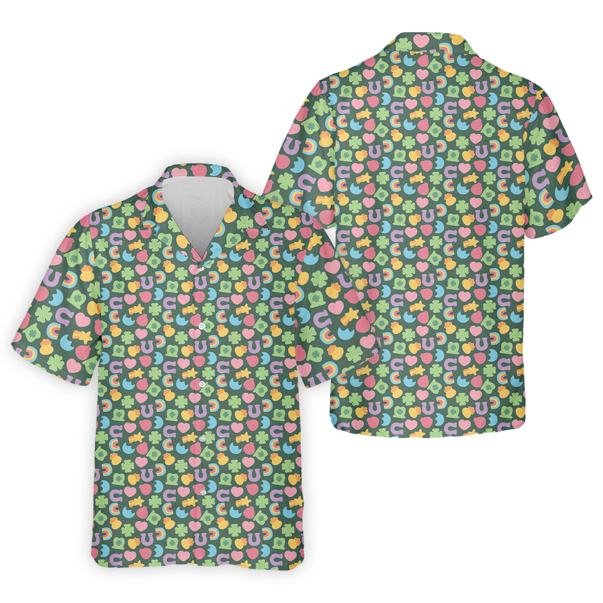 St Patrick's Day Lucky Charms Green Golf Shirt, Cute Golf Outfit, Polo ShirtFor Men, Golf Shirts For Men