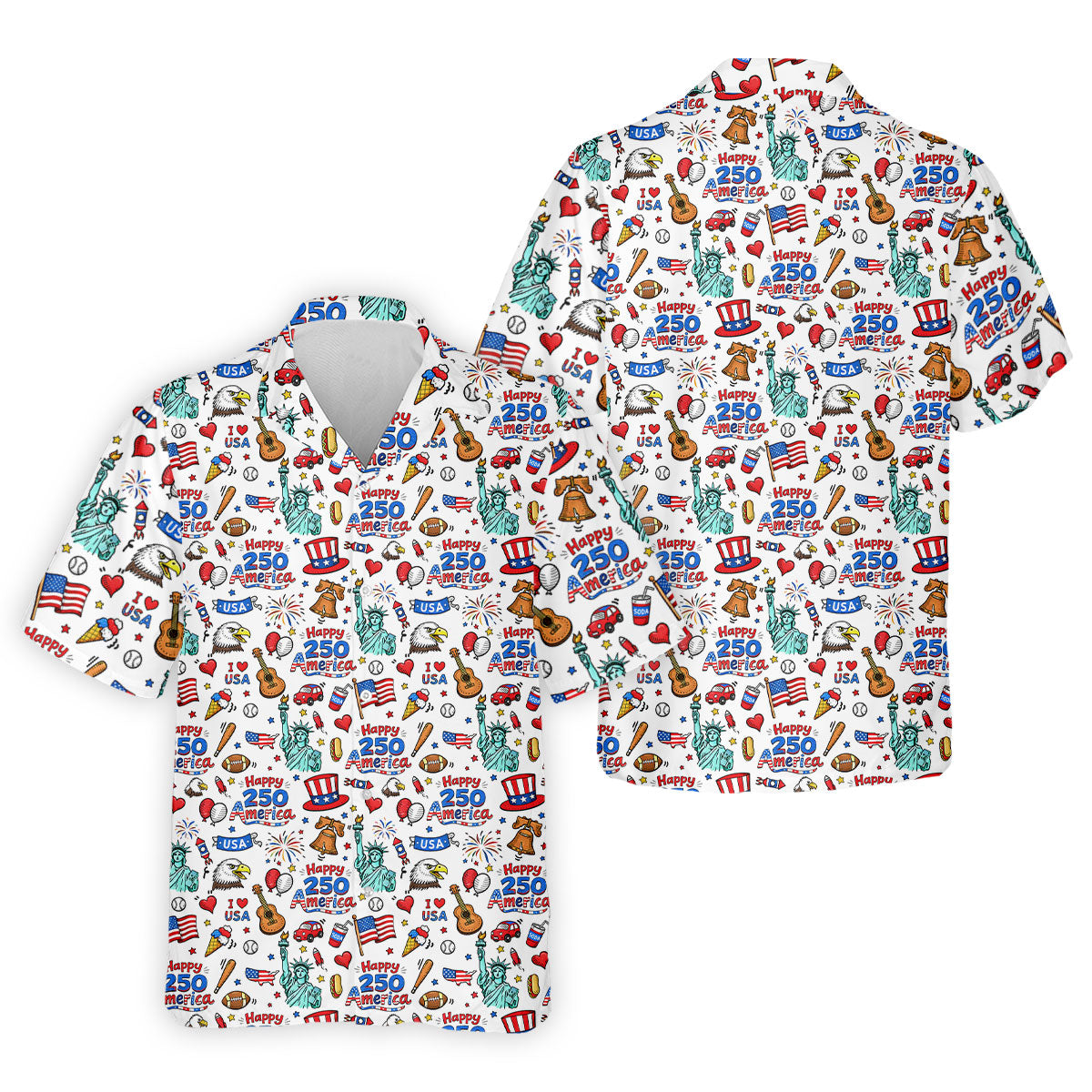 Happy 250 America Independence Celebration White Golf Shirt, Patriotic 4th Of July Golf Shirts For Men