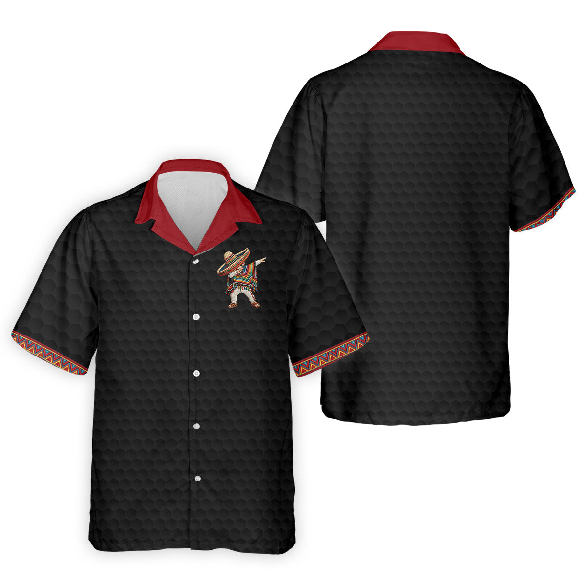 Cinco De Mayo Celebration Golf Ball Pattern Black Golf Shirt, Polo Shirt Men