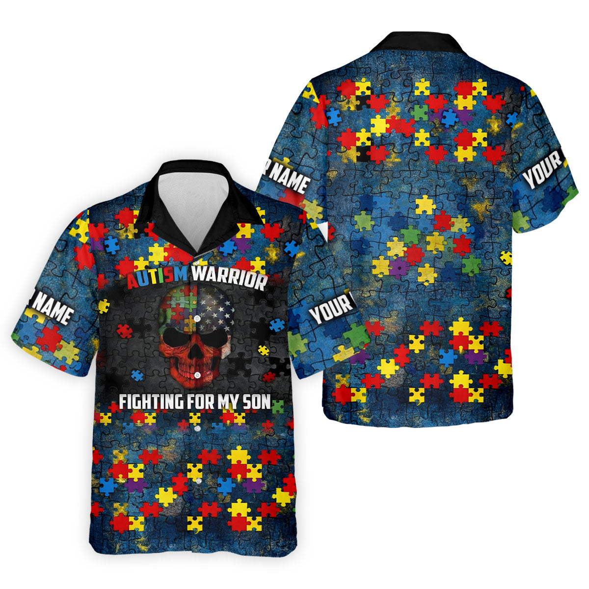 Autism Warrior Fighting For My Son Colorful Puzzles Golf Tops For Men, Father's Day Golf Gift