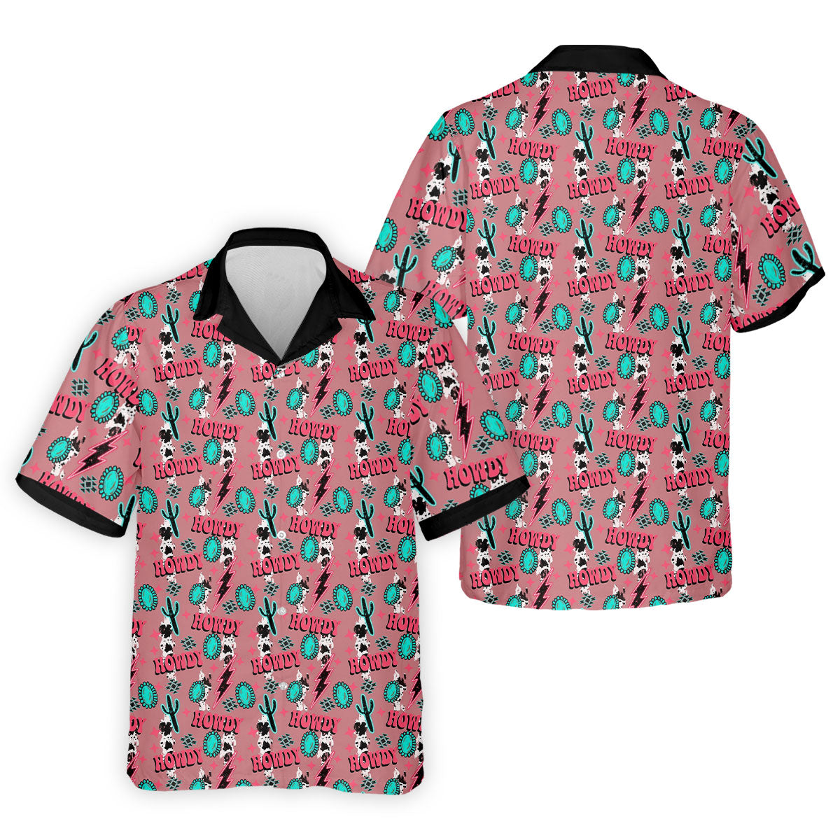 Howdy Pink Lightning Bolts Western Theme Golf Tops For Men, Polo Shirtor Men, Golf Shirts For Men