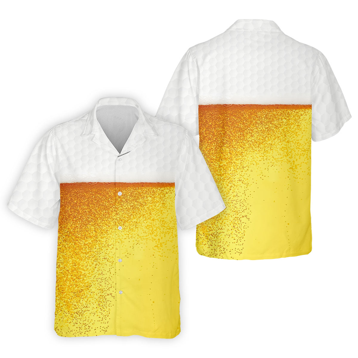 Cold Beer Print Golf Shirt, Beer Glass Pattern Design, Golf Shirts For Men