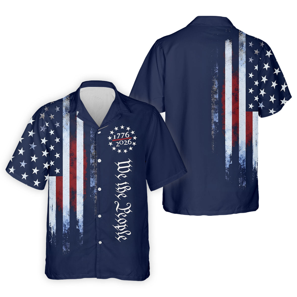 We The People 250 Years Navy Vintage Golf Shirt, Patriotic 4th Of July Golf Shirts For Men