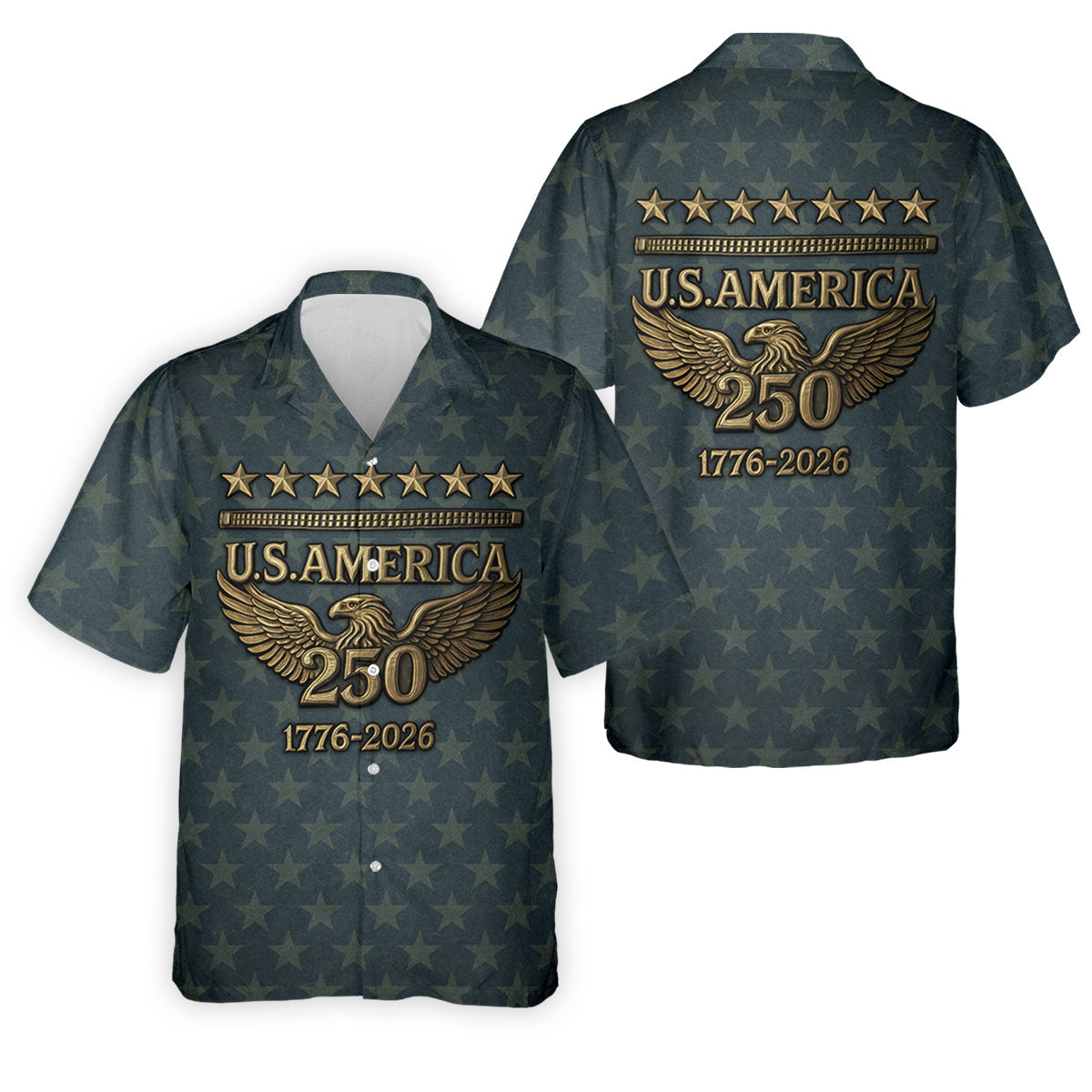 US America 250th Anniversary Denim Color Star Pattern Golf Tops For Men, Patriotic Golf Shirt, Golf Shirts For Men