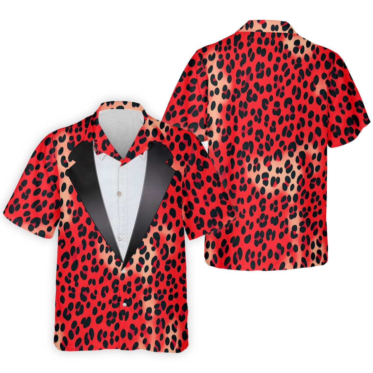 Red Leopard Funny Costume Hawaiian Golf Shirt, Polo Shirtor Men, Golf Shirts For Men