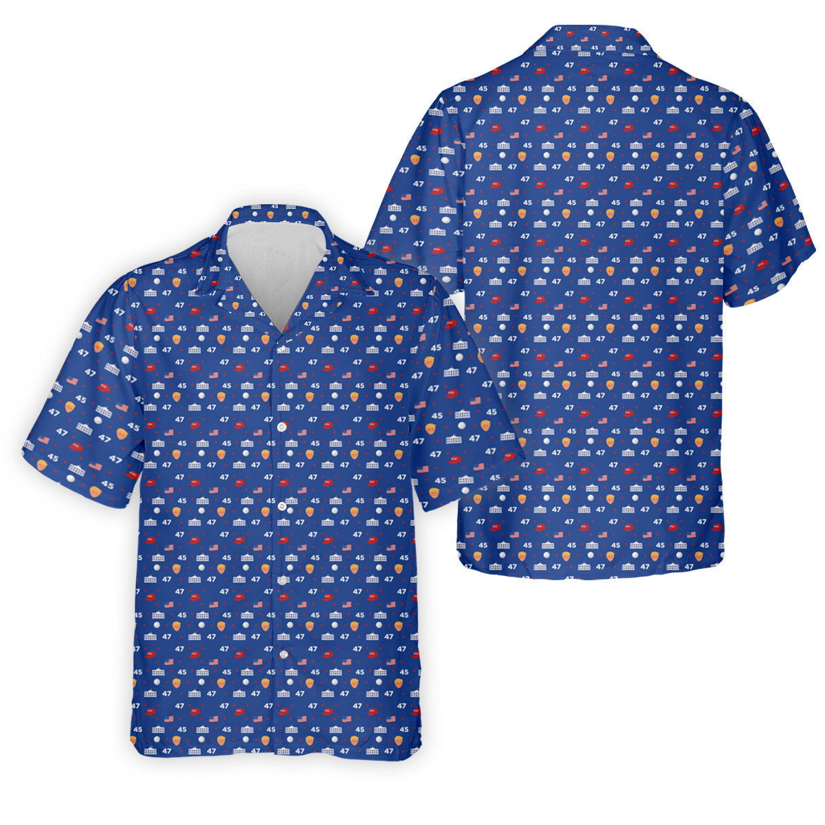 45 47 US Flag Pattern Blue Golf Shirt, Funny Golf Shirt, Golf Shirts For Men, Golf Gift For Men
