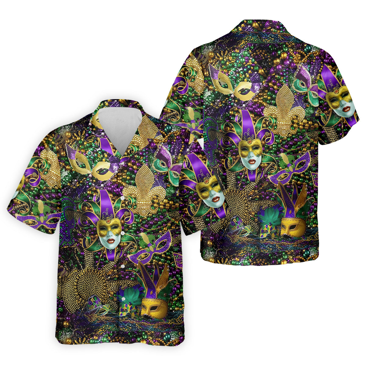 Holiday Mardi Gras Green Purple Gold Golf Tops For Men, Polo ShirtFor Men, Golf Gift For Men