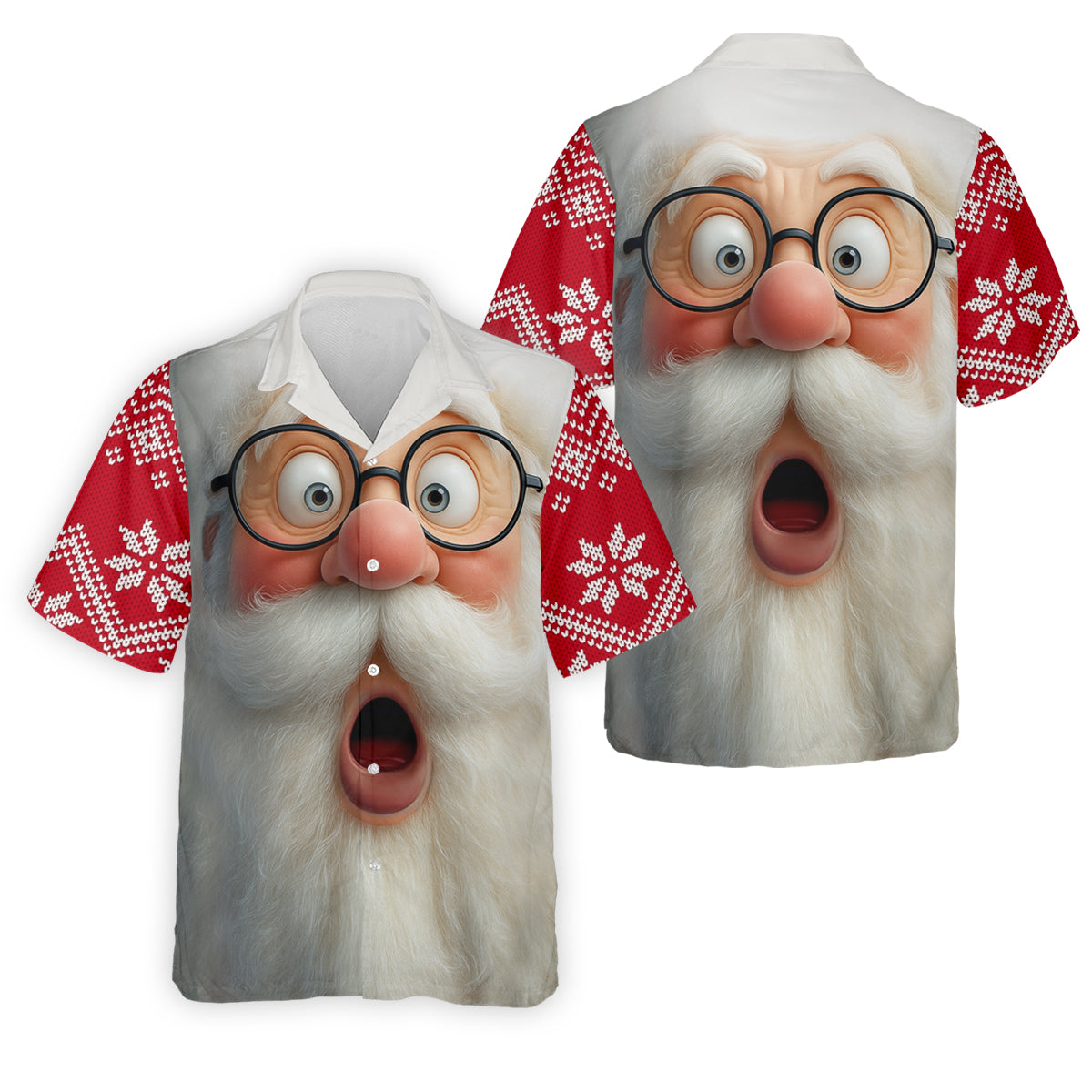 Surprised Funny Santa Claus Face Men's Golf Polo Shirtistmas Golf Shirt, Golf Gift For Men