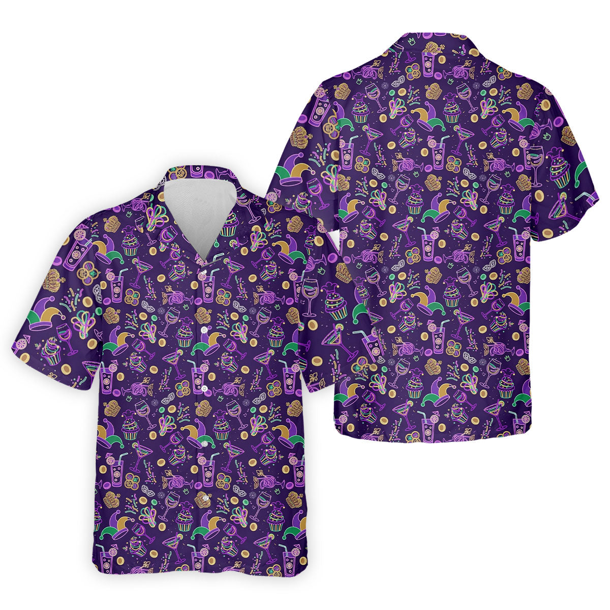 Mardi Gras Food Green Gold Purple Golf Tops For Men, Polo ShirtFor Men, Golf Shirts For Men