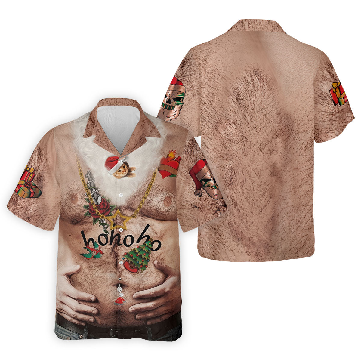 Men's Santa Beer Belly Costume Golf Shirt, Christmas Golf Shirt, Golf Apparel For Men