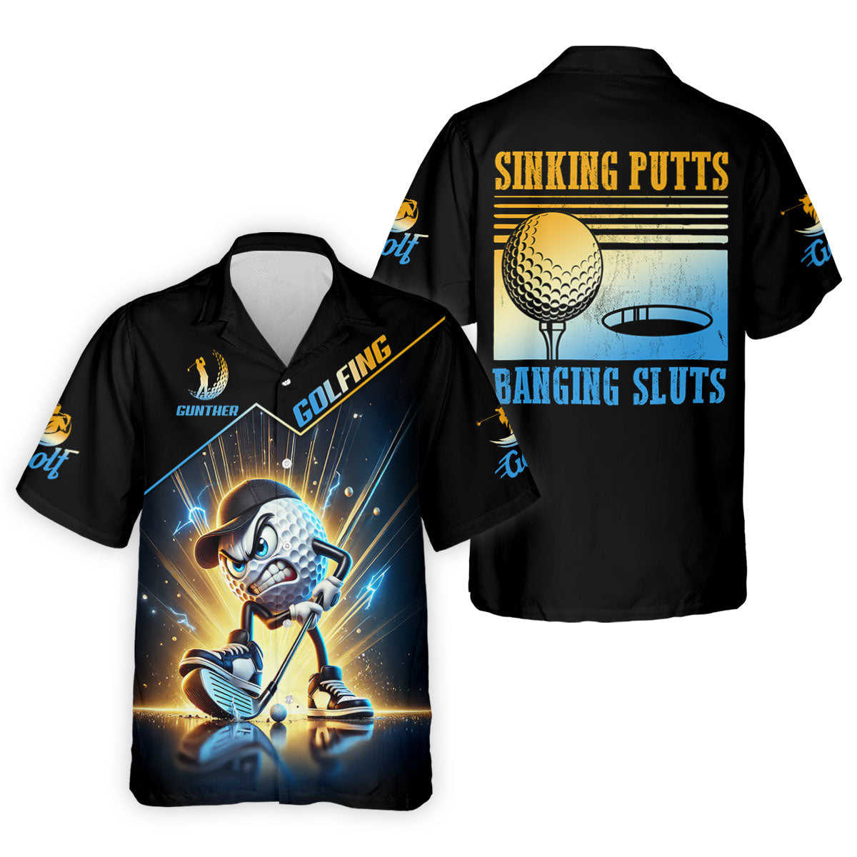 Sinking Putts Banging Sluts Fun Golf Shirt, Golf Tops For Men, Golf Shirts For Men, Golf Gift For Men