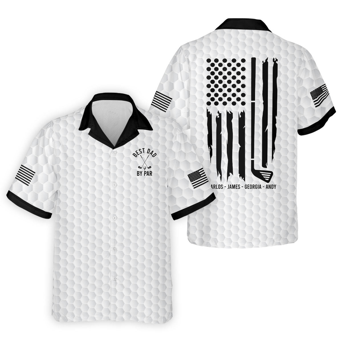 Best Dad By Par US Flag Pattern Father's Day Golf Shirt, Golf Gift For Dad, Polo Shirt Men